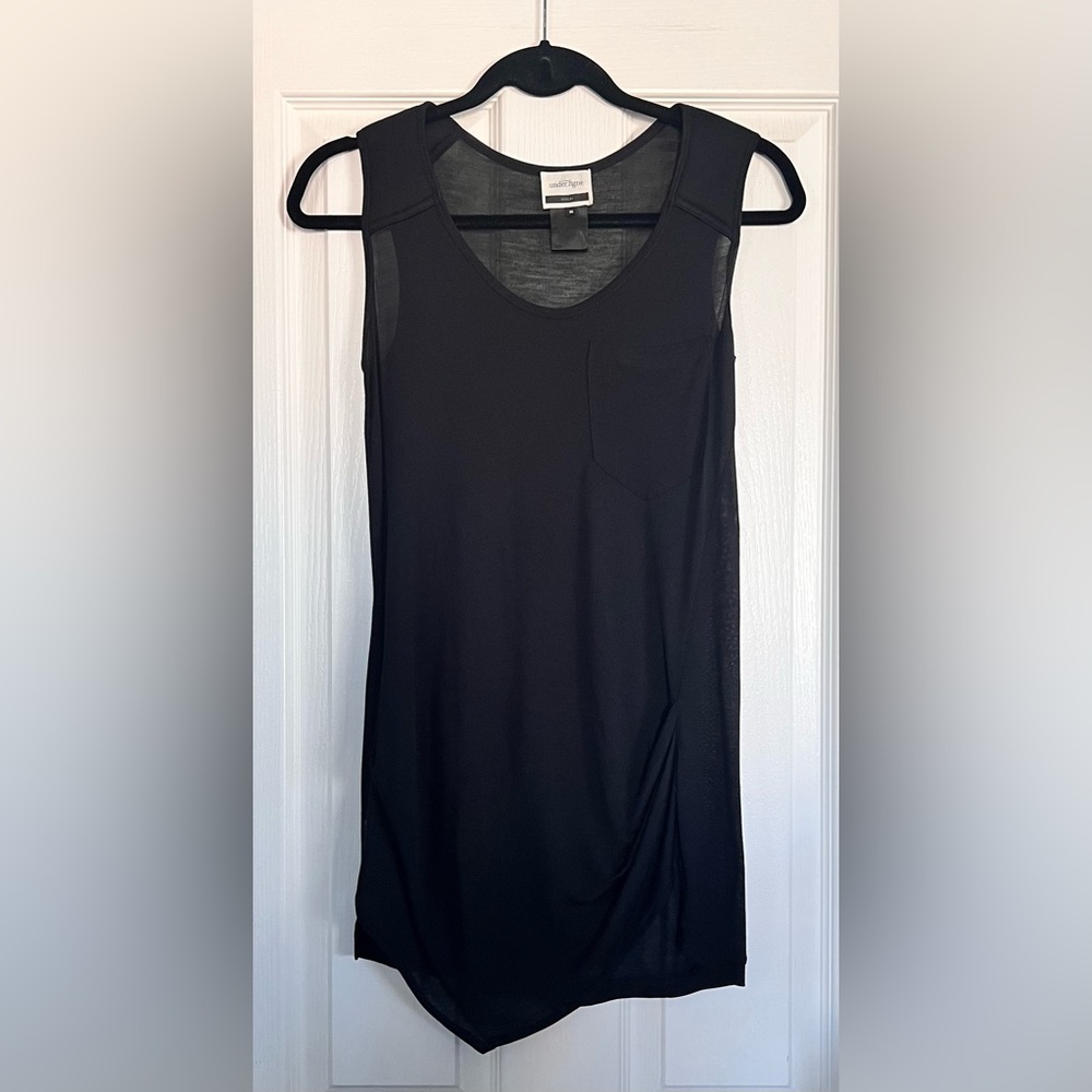 Under.Ligne By Doo.Ri Barneys Padded Shoulder Black Sheer Drape Tank Top XS $95 - Picture 2 of 3